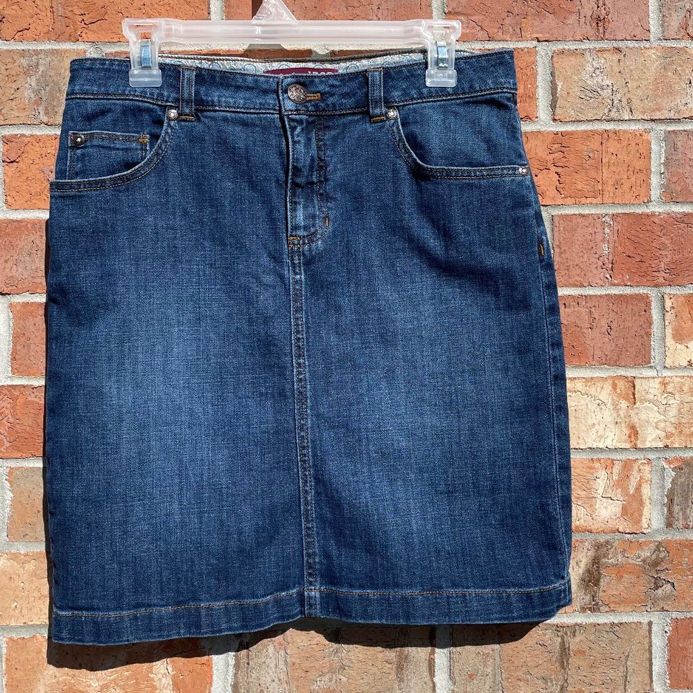 Izod Jean Skirt Size 6 Blue Denim Pockets
